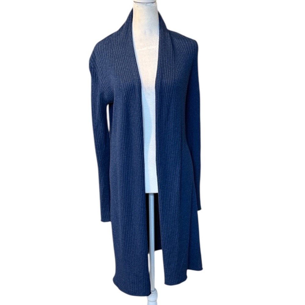 J. McLaughlin Blue Open Front 100% Cashmere Cardigan Size Small